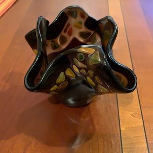 Hand blown glass dish